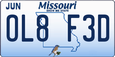 MO license plate OL8F3D