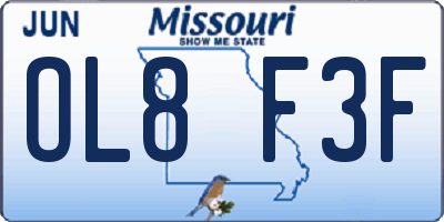MO license plate OL8F3F