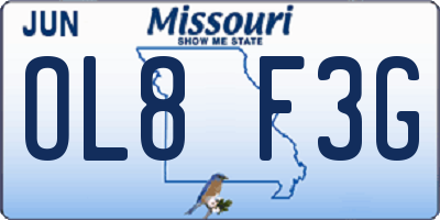 MO license plate OL8F3G