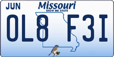MO license plate OL8F3I