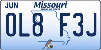 MO license plate OL8F3J