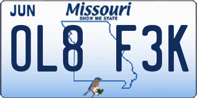 MO license plate OL8F3K
