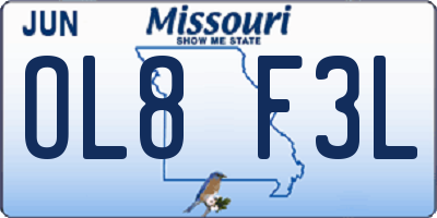 MO license plate OL8F3L