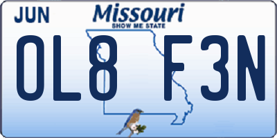 MO license plate OL8F3N