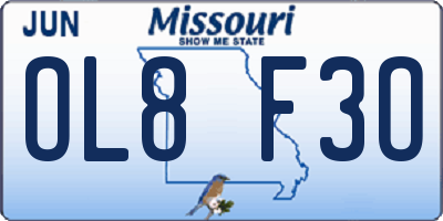 MO license plate OL8F3O