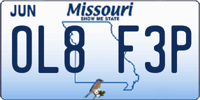 MO license plate OL8F3P