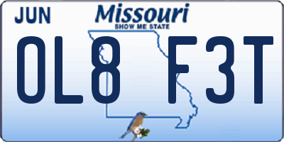 MO license plate OL8F3T
