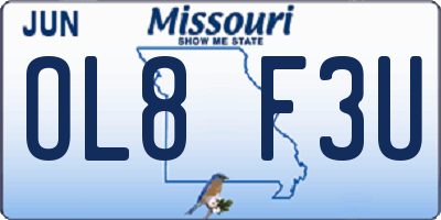 MO license plate OL8F3U