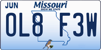 MO license plate OL8F3W