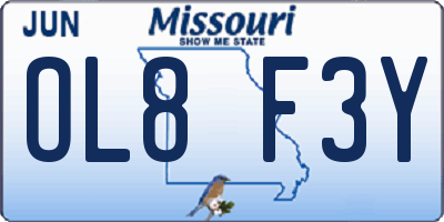 MO license plate OL8F3Y
