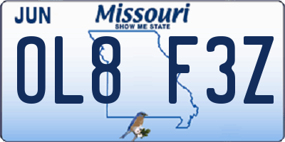 MO license plate OL8F3Z