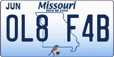 MO license plate OL8F4B
