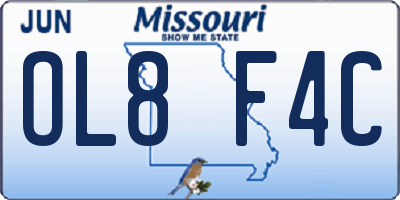 MO license plate OL8F4C