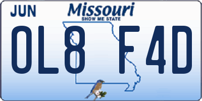 MO license plate OL8F4D