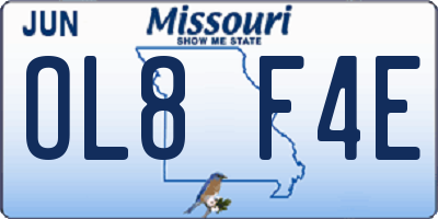 MO license plate OL8F4E