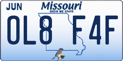MO license plate OL8F4F