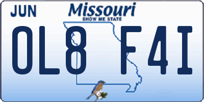 MO license plate OL8F4I