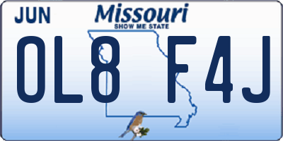 MO license plate OL8F4J