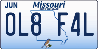 MO license plate OL8F4L