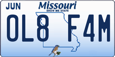 MO license plate OL8F4M