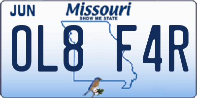 MO license plate OL8F4R