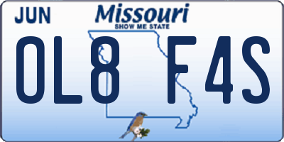 MO license plate OL8F4S