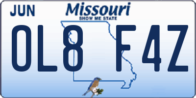 MO license plate OL8F4Z