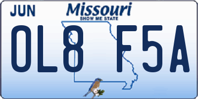 MO license plate OL8F5A