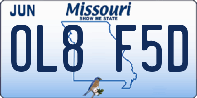 MO license plate OL8F5D