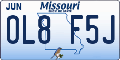 MO license plate OL8F5J