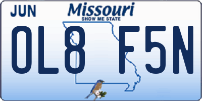 MO license plate OL8F5N