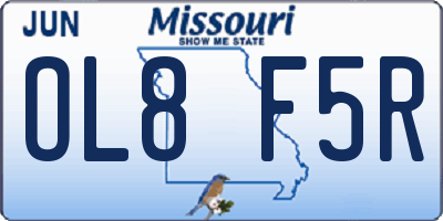 MO license plate OL8F5R
