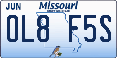 MO license plate OL8F5S