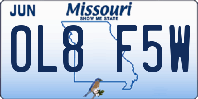 MO license plate OL8F5W