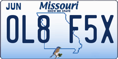 MO license plate OL8F5X