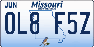 MO license plate OL8F5Z