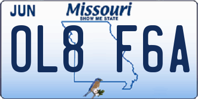 MO license plate OL8F6A
