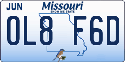 MO license plate OL8F6D