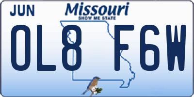 MO license plate OL8F6W