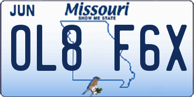 MO license plate OL8F6X