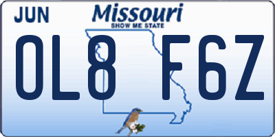 MO license plate OL8F6Z