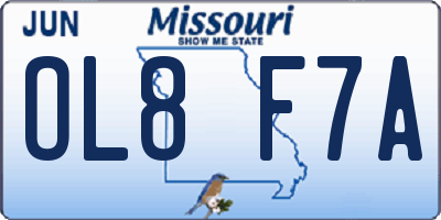 MO license plate OL8F7A