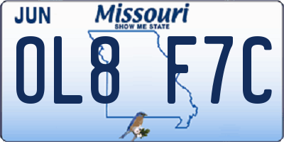 MO license plate OL8F7C
