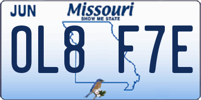 MO license plate OL8F7E