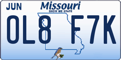 MO license plate OL8F7K