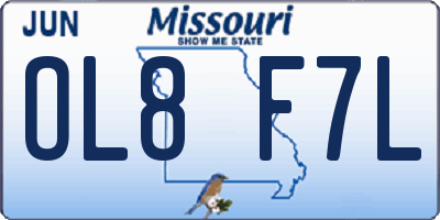 MO license plate OL8F7L