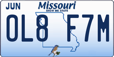 MO license plate OL8F7M