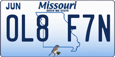 MO license plate OL8F7N