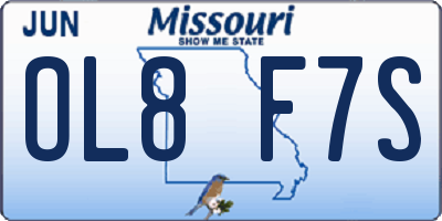 MO license plate OL8F7S