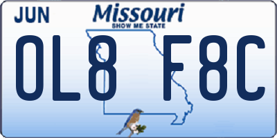 MO license plate OL8F8C